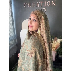 Pashmina Vert / Marron