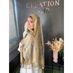 Pashmina Bleu vert / Doré