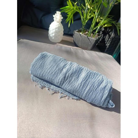 Hijab Coton froissé bleu clair