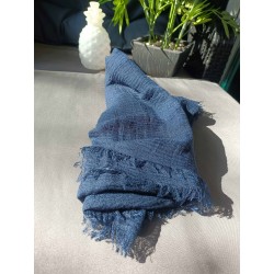 Hijab Coton froissé bleu marine